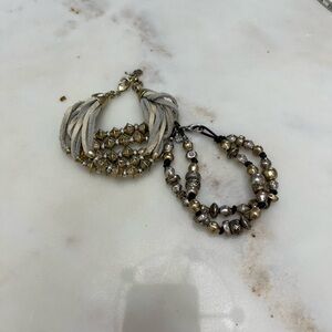 Lucky Brand Gold and Silver Textured Beaded Bracelets Bundle